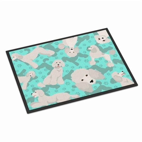 White Standard Poodle Indoor or Outdoor Mat 24x36 36 in x 24 in
