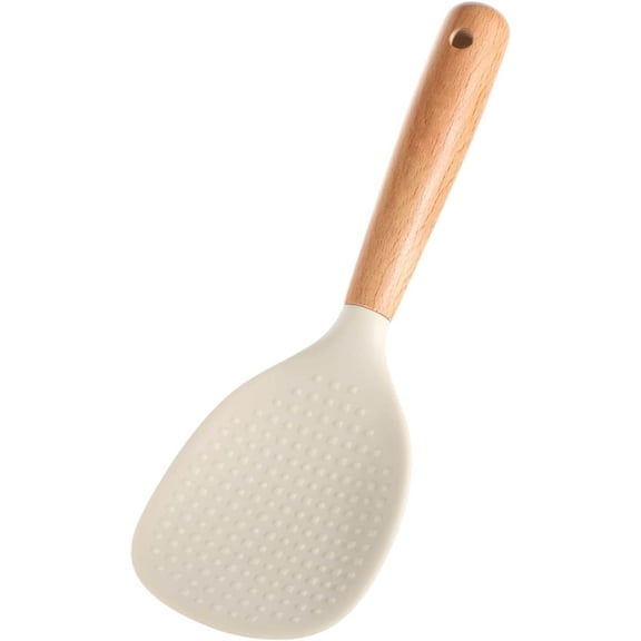 White Standing Silicone Rice Spoon Paddle, Non-stick Silicone Rice Spoon Household Rice Shovel Heat Resistant Anti-scalding Durable Rice and Potato Server Spoon