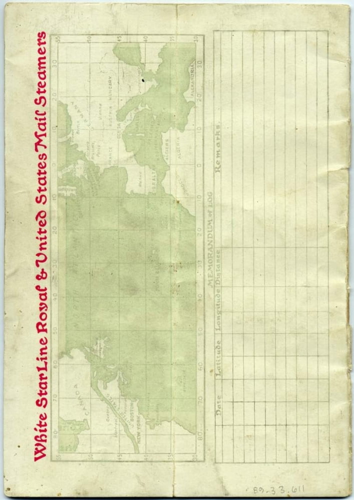 White Star Line Passenger list booklet 15 Canvas Art - (24 x 36)