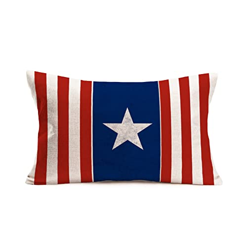 White Star Lumbar Throw Pillow Covers Abstract USA Design on The Navy