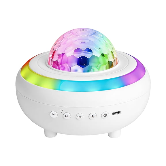 White Star Projector Night Light with Bluetooth Speaker, USB Powered Mood Lamp for Bedroom, Remote Control LED Light for Ceiling and Wall