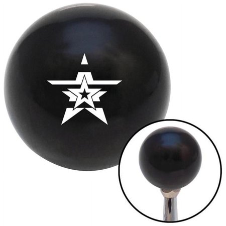 White Star in a Star in a Star Black Shift Knob with M16 x 1.5 Insert Shifter Auto Brody