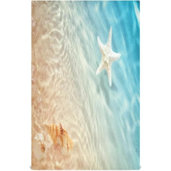White Starfish Sea Water Tea Towels Set of 6 Seashell Summer Beach Kitchen Dish Cloth with Hanging Loop, 18"x28"Lint-Free Absorbent Towel for Kitchen Drying Wiping and Cleaning