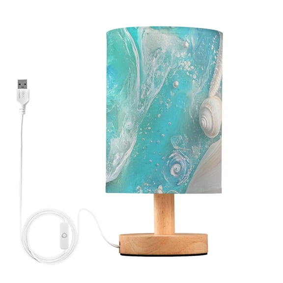 White Starfish Shells Blue Sea Table Lamp with USB Port LED Warm Light Lamp Night Light Home Decor