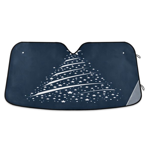 White Starry Christmas Tree Car Windshield Sun Shade Foldable Car Front Window Visor Heat and UV Protection 55x27.6