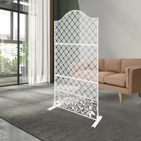 White Steel 100*185cm Hollow Screen Rust-Proof Thickened U-Groove Base Decorative Partition