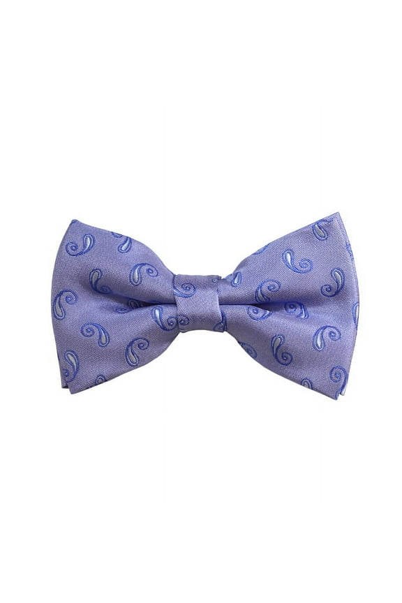 White, Steel Blue and Blue-Grey Paisley Woven Pre-Tied Bow Tie