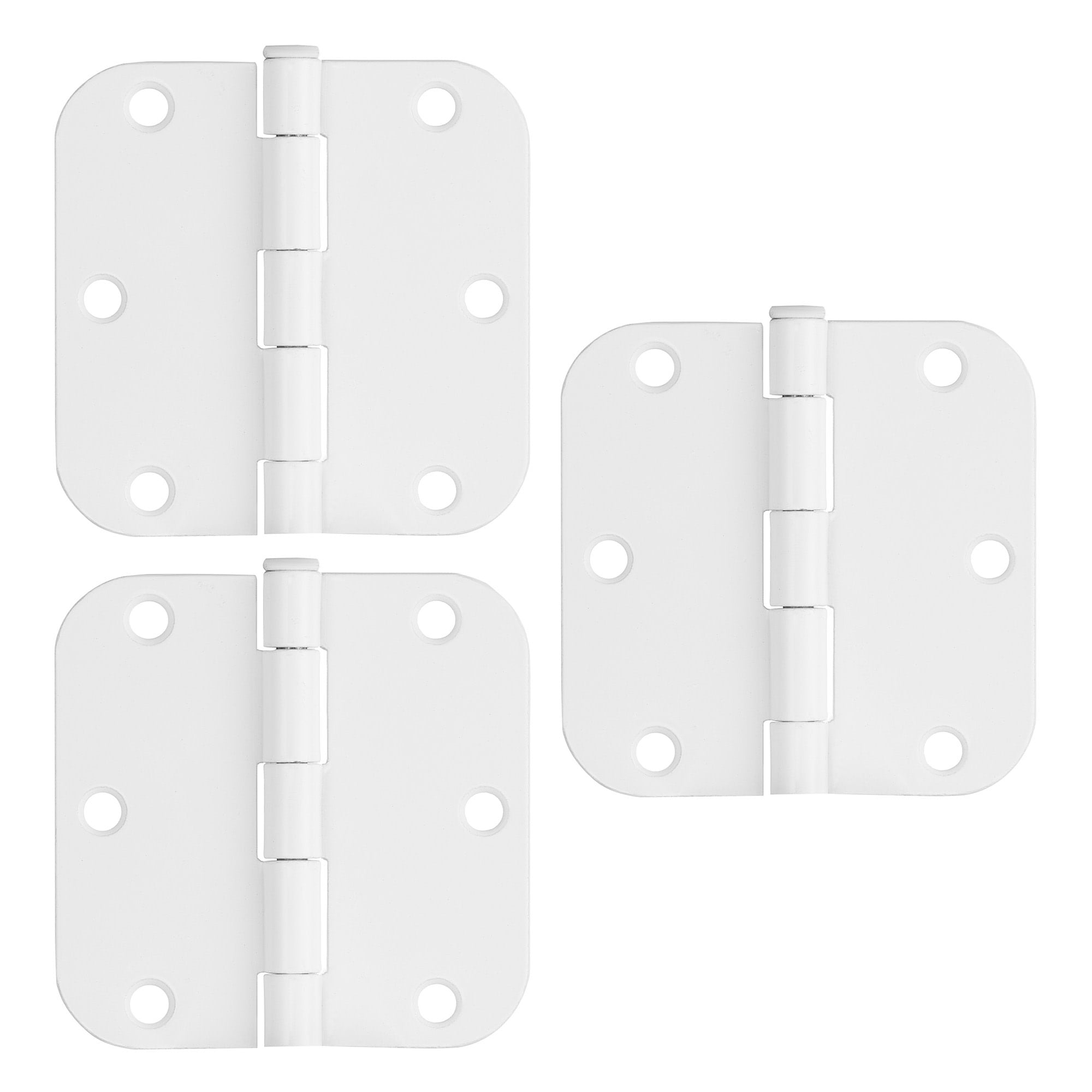 White Steel Plain Bearing Door Hinge with Removable Pin, 3-1/2 x 3-1/2 in. 5/8 in. Radius, 3-Pack