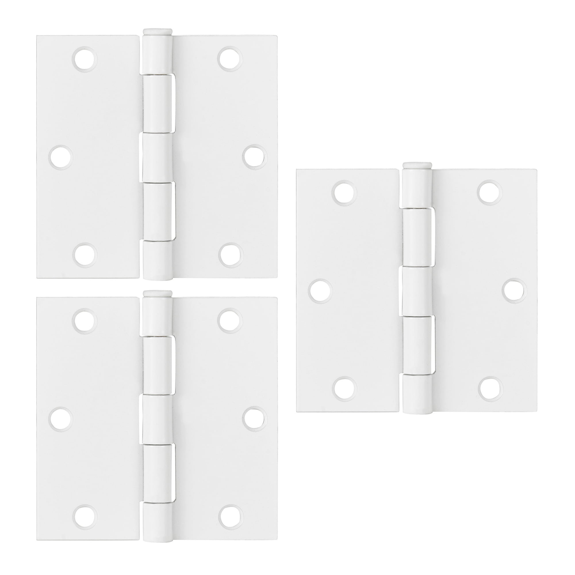 White Steel Plain Bearing Door Hinge with Removable Pin, 3-1/2 x 3-1/2 in. Square Corner, 3-Pack