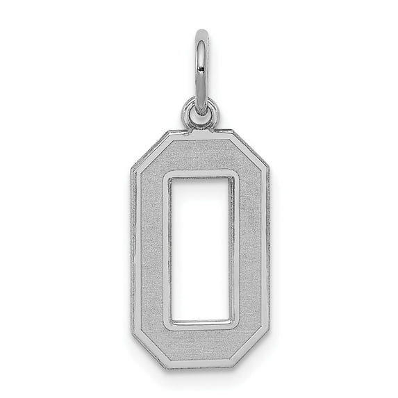 White Sterling Silver Charm Pendant 0 22 mm 9 Rhodium-Plated Medium Satin Number