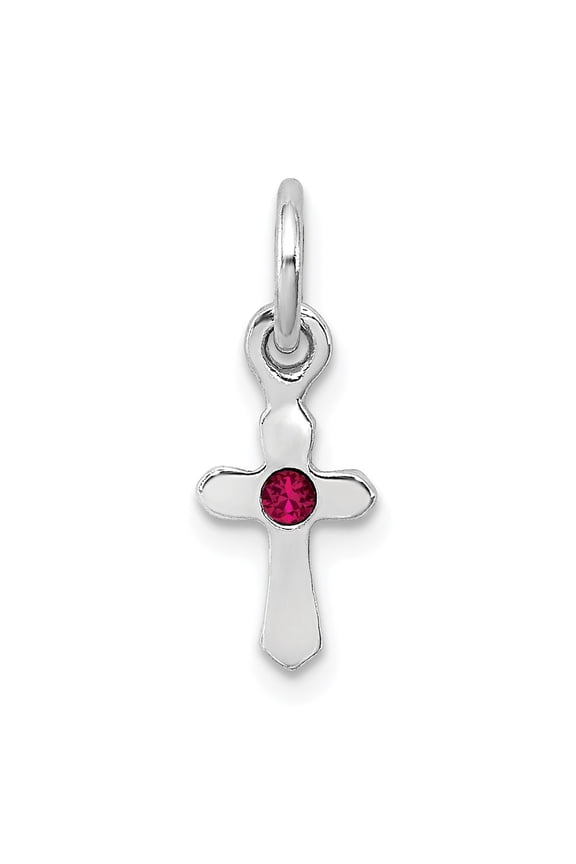 White Sterling Silver Charm Pendant (07) July Crystal