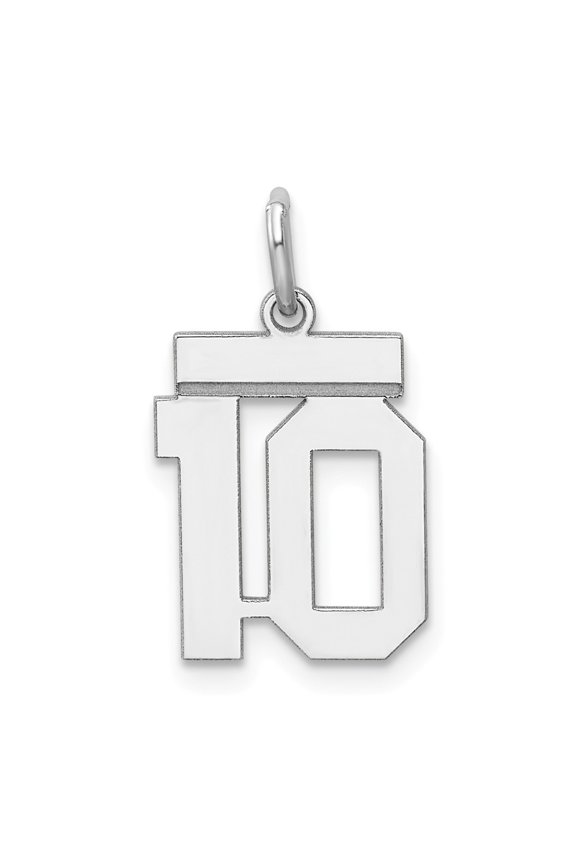 White Sterling Silver Charm Pendant 10 20 mm 8 Rhodium-Plated Small Polished Number