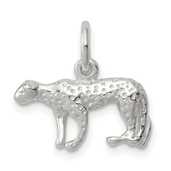 White Sterling Silver Charm Pendant 12 mm 17 Leopard