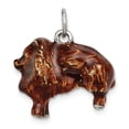 thumbnail image 1 of White Sterling Silver Charm Pendant 15 mm 18 Enameled Large Pomeranian, 1 of 2
