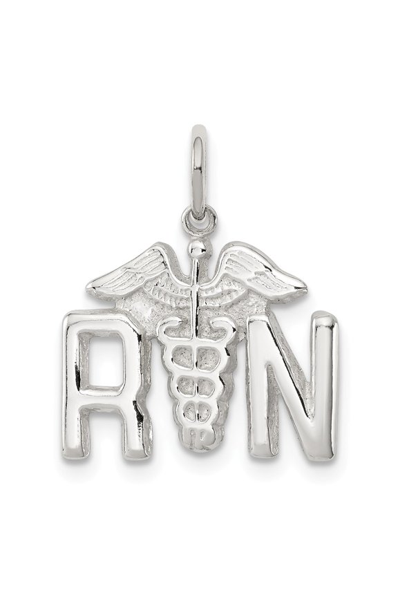 White Sterling Silver Charm Pendant 16 mm 18 Nurse Symbol