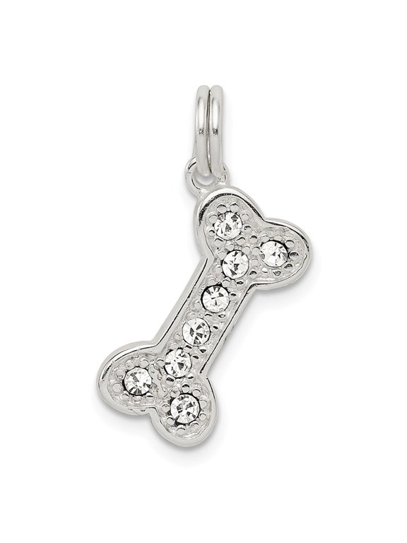 White Sterling Silver Charm Pendant 17 mm 9 Dog Bone