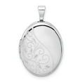 thumbnail image 1 of White Sterling Silver Charm Pendant 19 mm 15 Rhodium-Plated Swirls 19Mm Oval Locket, 1 of 3
