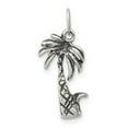 thumbnail image 1 of White Sterling Silver Charm Pendant 19 mm 9 Antiqued Palm Tree, 1 of 2