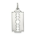 thumbnail image 1 of White Sterling Silver Charm Pendant 20 mm 10 Rhodium-Plated Razor Blade Polished, 1 of 4