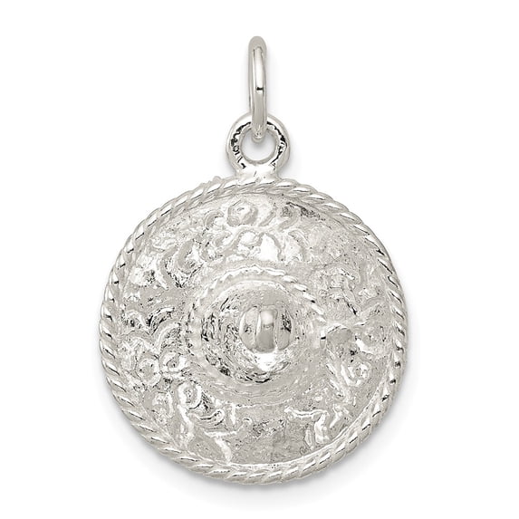 White Sterling Silver Charm Pendant 20 mm 15 Sombrero