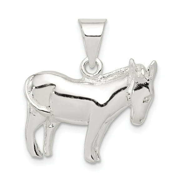 White Sterling Silver Charm Pendant 20 mm 21 Donkey