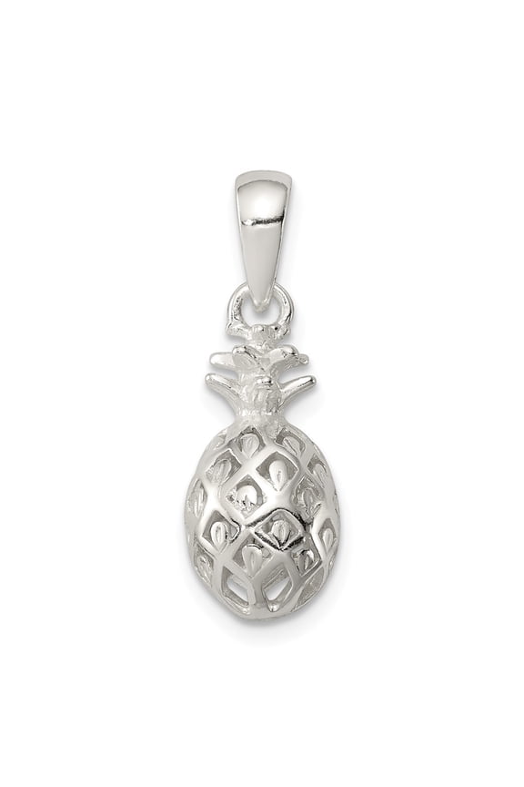 White Sterling Silver Charm Pendant 20 mm 8 Pineapple