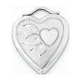 thumbnail image 1 of White Sterling Silver Charm Pendant 20Mm Diamond-Cut Textured & Polished Heart Locket, 1 of 3