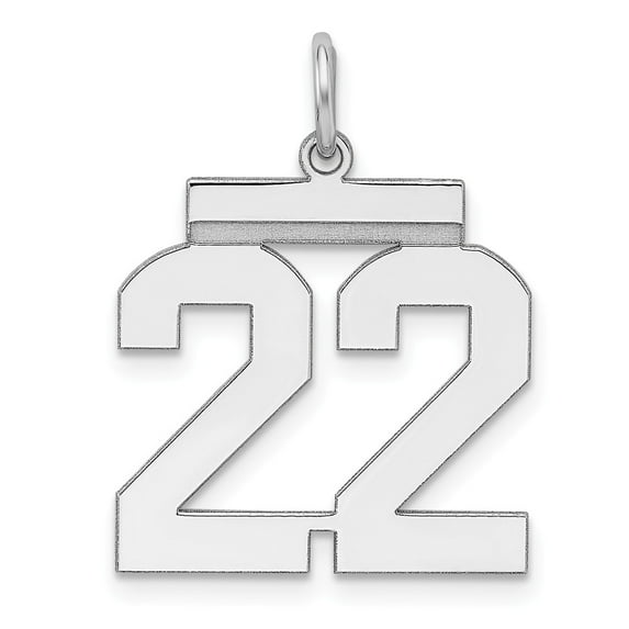 White Sterling Silver Charm Pendant 22 21 mm 16 Rhodium-Plated Medium Polished Number