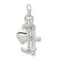 thumbnail image 1 of White Sterling Silver Charm Pendant 24 mm 16 Polished Anchor Heart And Cross, 1 of 4