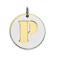 thumbnail image 1 of White Sterling Silver Charm Pendant 25 mm 20 Initial P Double Plate Round, 1 of 1