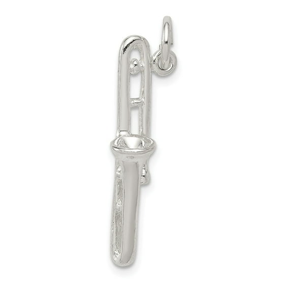 White Sterling Silver Charm Pendant 25 mm 6 Trombone