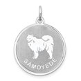 thumbnail image 1 of White Sterling Silver Charm Pendant 26 mm 19 Rhodium-Plated Samoyed Disc, 1 of 4