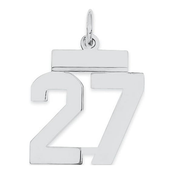 White Sterling Silver Charm Pendant 27 20 mm 8 Rhodium-Plated Small Polished Number