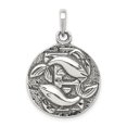 thumbnail image 1 of White Sterling Silver Charm Pendant 29 mm 19 Polished Antique Finish Pisces Horoscope, 1 of 2