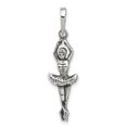 thumbnail image 1 of White Sterling Silver Charm Pendant 30 mm 10 Antiqued Ballerina, 1 of 2