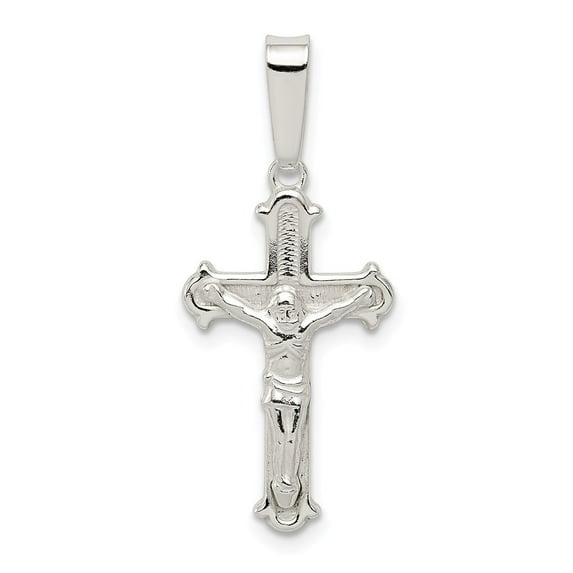 White Sterling Silver Charm Pendant 31 mm 13 Polished Crucifix