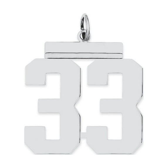 White Sterling Silver Charm Pendant 33 24 mm 20 Rhodium-Plated Large Polished Number