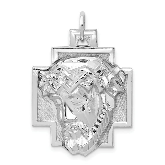 White Sterling Silver Charm Pendant 33 mm 22 Rhodium-Plated Ecce Homo