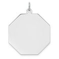 thumbnail image 1 of White Sterling Silver Charm Pendant 33 mm 28 Rh-Plt Engraveable Octagon Polished Front Satin Back Disc, 1 of 2