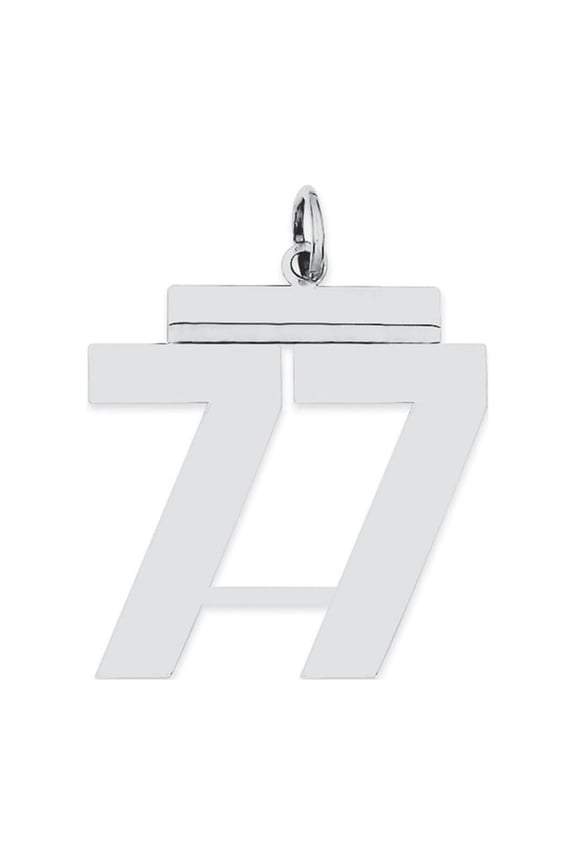 White Sterling Silver Charm Pendant 77 24 mm 20 Rhodium-Plated Large Polished Number