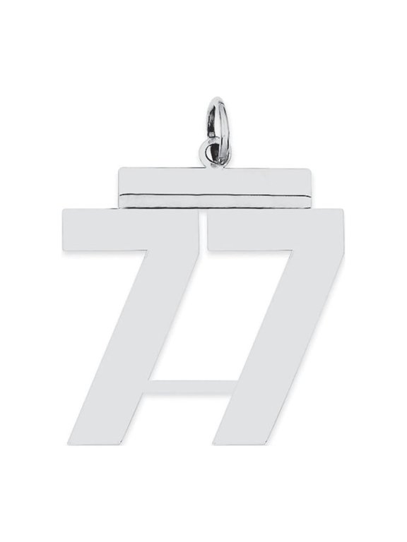 White Sterling Silver Charm Pendant 77 24 mm 20 Rhodium-Plated Large Polished Number