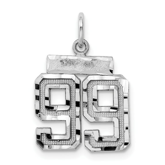 White Sterling Silver Charm Pendant 99 Diamond-Cut 20 mm 14