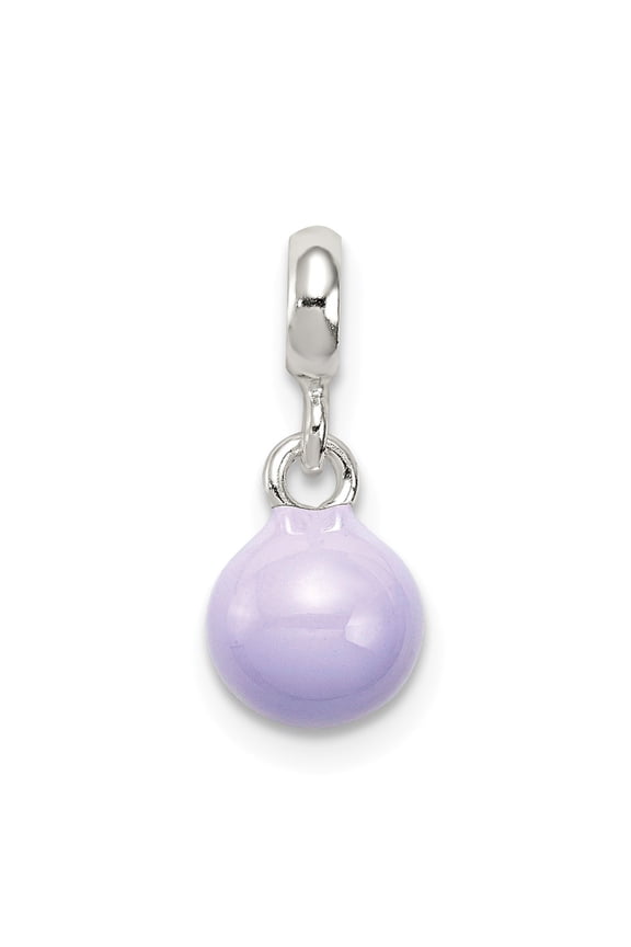 White Sterling Silver Charm Pendant Beads 17 mm 8 Lilac Enamel Bead Enhancer