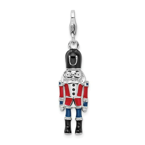 White Sterling Silver Charm Pendant Black Red Blue 32 mm 10