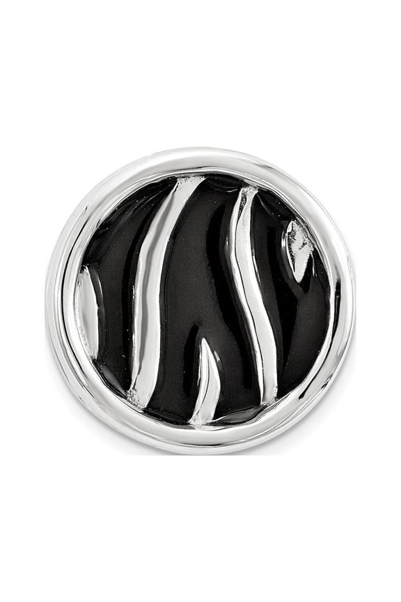 White Sterling Silver Charm Pendant Black Stackable Expressions Sm Blk Enameled Zebraprintchain Slide