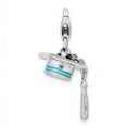 thumbnail image 1 of White Sterling Silver Charm Pendant Blue 9 mm 13 Rh Polished And Enamel Graduation Cap, 1 of 3