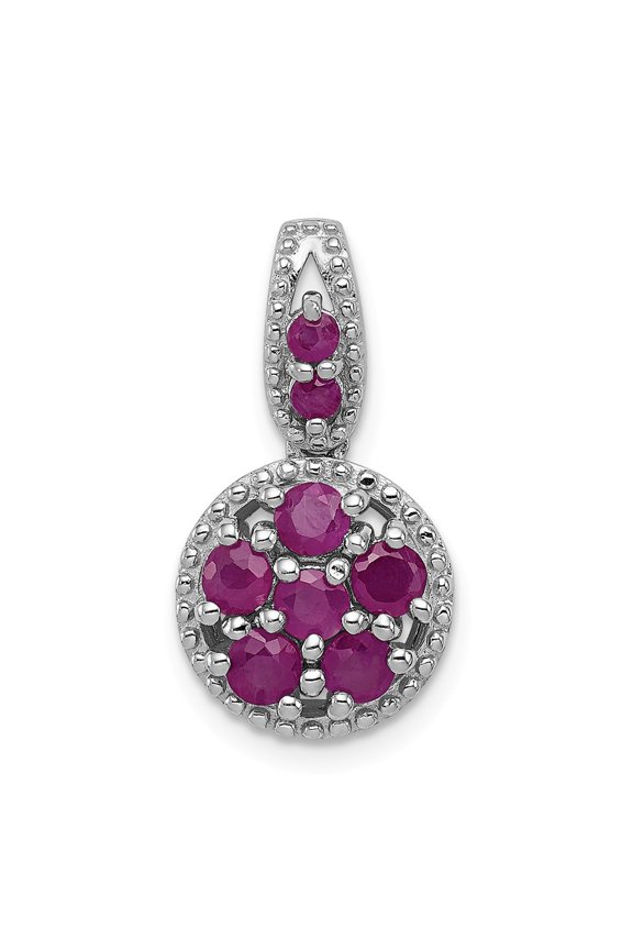 White Sterling Silver Charm Pendant Composite Ruby 20 mm 10