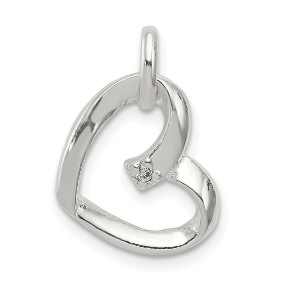 White Sterling Silver Charm Pendant Cubic Zirconia CZ Clear 16 14