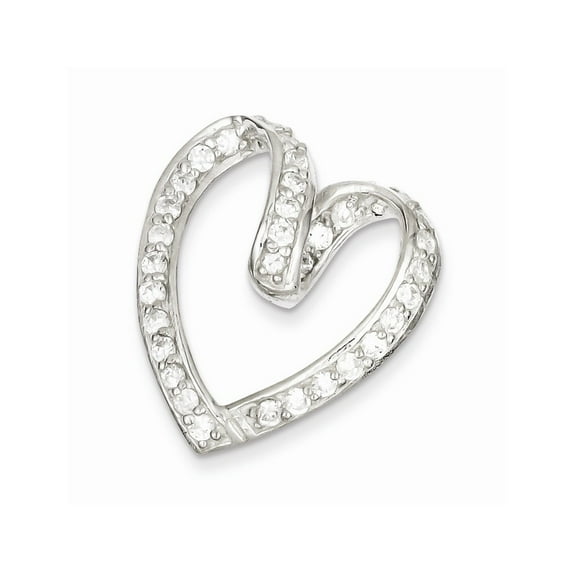 White Sterling Silver Charm Pendant Cubic Zirconia CZ Clear