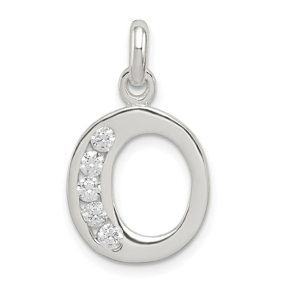 White Sterling Silver Charm Pendant Cubic Zirconia CZ Clear